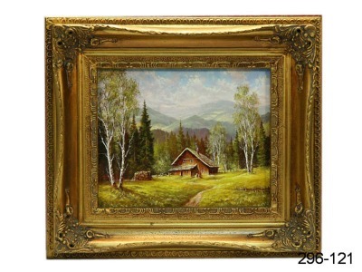 Картина "домик в лесу" полотно 24*18 см.багет 33*38,5 см. F.a.l.snc (296-121) 