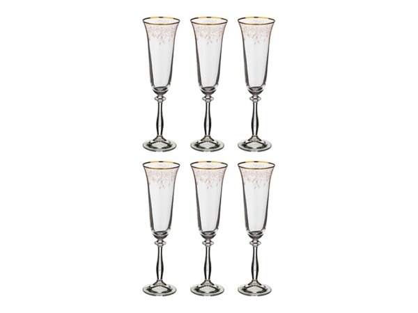 Набор бокалов для шампанского "анжела" из 6 шт. 190 мл..высота=25 см. Crystalex Cz (674-505) 