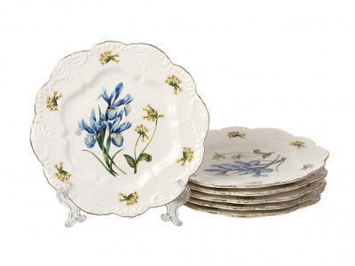 Набор закусочных тарелок  "голубой топаз" из 6 шт.диаметр=21 см. Hebei Grinding (127-598) 