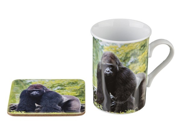 Кружка "обезьяна" 300 мл.+подставка 10*10 см. Porcelain Manufacturing (270-240) 