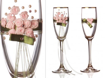 Набор бокалов для шампанского из 2 шт. с золотой каймой 170 мл. (802-510156) 