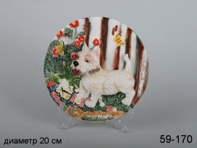 Тарелка декоративная "собака" бел.уп диаметр=20 см Hebei Grinding (59-170) 