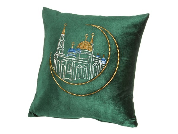 Декоративная подушка 35*35 "московская соборная мечеть" зелёная (703-399-2) 