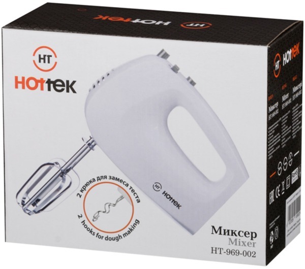 Миксер пластиковый hottek ht-969-002 250 вт, 5 скоростей, турбо режим (кор=12шт.) HOTTEK (969-002)