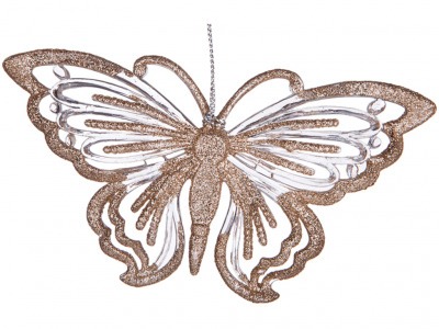 Декоративное изделие "бабочка " 13 см  2 вида цвет: бледно-розовый с глиттером Myco International (865-352) 