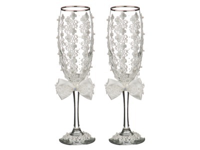 Набор бокалов для шампанского из 2 шт. с серебрянной каймой 170 мл. (802-651033) 