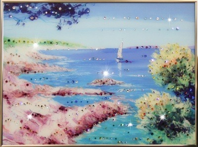 Картина Морской пейзаж с кристаллами Swarovski (1334)