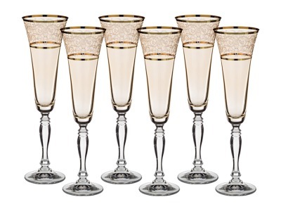 Набор бокалов для шампанского из 6 шт. "виктория" амбер 180 мл. Crystalex Cz (674-317) 