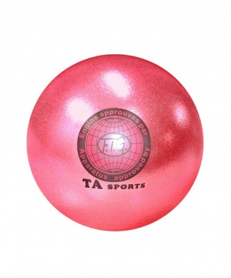 Мяч для художественной гимнастики T9, 19 см, 400 г, розовый с блестками (4624)
