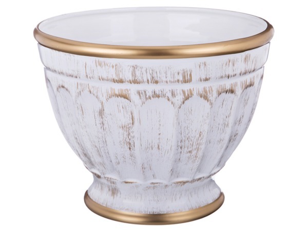 Кашпо среднее "элеганс" белое с золотом диаметр=29 см.высота=23 см. Loucicentro Ceramica (742-288)