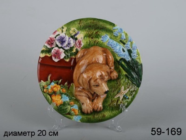 Тарелка декоративная "собака" бел.уп диаметр=20 см Hebei Grinding (59-169) 