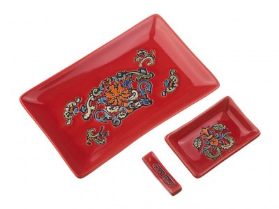 Набор для суши 3 предмета: блюдо, соусник, подставка для палочек Hebei Grinding (31-223) 