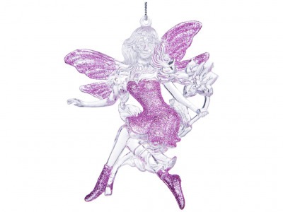Декоративное изделие "ангел " 10 см цвет:прозрачный с розовым глиттером Myco International (865-356) 