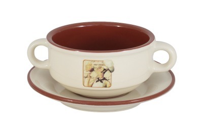 Суповая чашка на блюдце Шеф-повар Terracotta (TLY923-CHEF-AL)