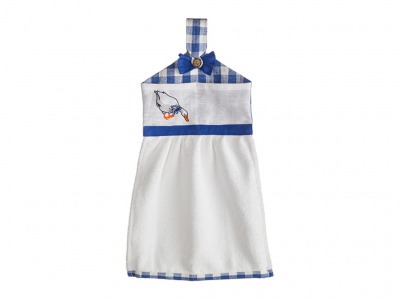 Полотенце-платье для рук "гуси" махра/лён,100% х/б,белое/синее Оптпромторг Ооо (850-542) 
