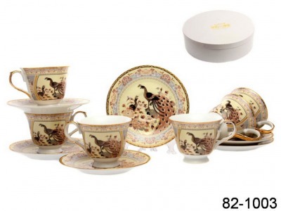 Чайный набор на 6 персон 12 пр. "павлин" 200 мл.под. упак. Hangzhou Jinding (82-1003) 