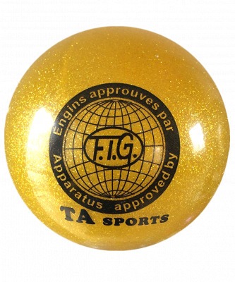 Мяч для художественной гимнастики RGB-102, 19 см, желтый, с блестками (271230)