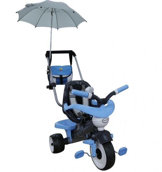 Велосипед 3-х колёсный Амиго №2 с ограждением, клаксоном, ручкой, ремешком, мягким сиденьем, сумкой и зонтиком (46925_PLS)