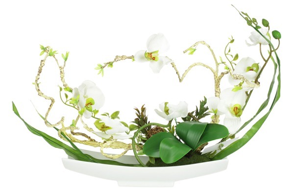 Декоративные цветы Орхидея белая на керамической подставке - DG-15006-AL Dream Garden