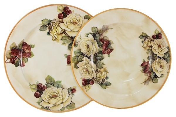 Набор тарелок: суповая + обеденная Роза и малина - LCS353-RM-AL LCS