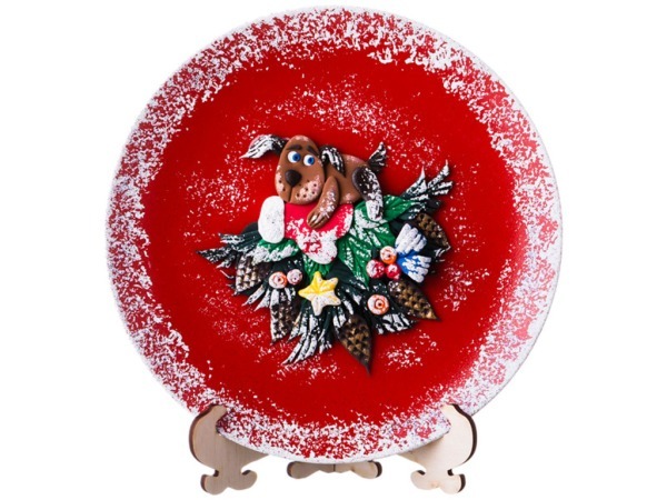 Тарелка декоративная "символ года 2018 собака на варежке" диаметр=20 см. без упаковки (кор=12шт Ооо "фрегат" (135-5052) 