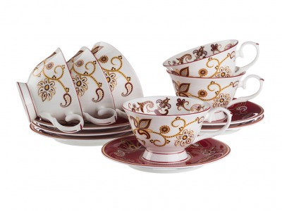 Чайный набор на 6 персон 12 пр. 200 мл Porcelain Manufacturing (264-367) 
