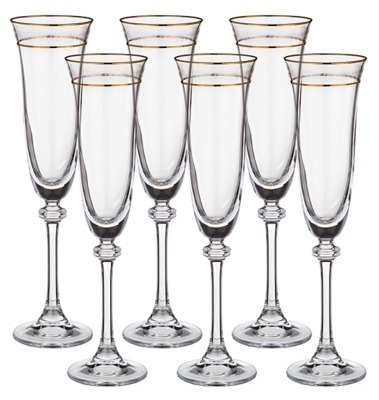 Набор бокалов для шампанского из 6 шт. "александра" 190 мл.высота=25,5 см. Crystalite Bohemia (669-088) 