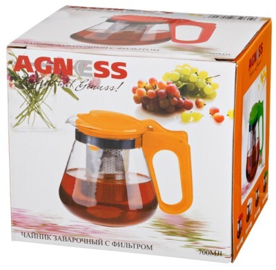 Заварочный чайник agness  с фильтром из нжс 700 мл. Agness (885-060)