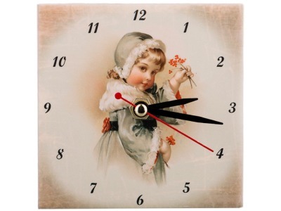 Часы "девочка с ягодой" 10*10 см. Ооо "глассмун" (354-1210) 