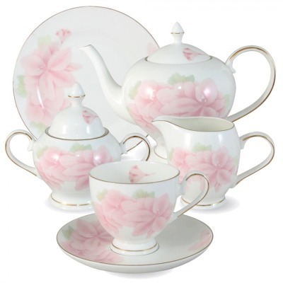 Чайный сервиз Розовые цветы 21 предмет на 6 персон - AL-HV004011_21-E5 Anna Lafarg Emily