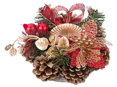 Подсвечник с красным цветком на 1 свечу диаметр=15 см. Polite Crafts&gifts (160-174) 