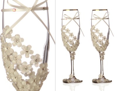 Набор бокалов для шампанского из 2 шт. с золотой каймой 170 мл. (802-510172) 