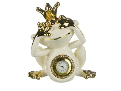 Часы настольные "лягушка белая" высота=12 см. Hangzhou Jinding (98-1257) 