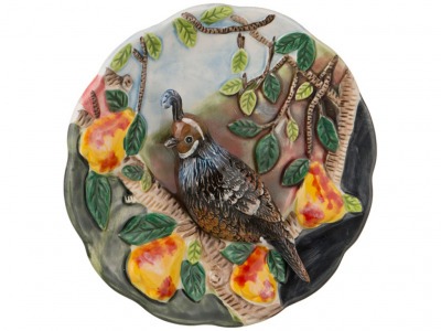 Тарелка декоративная "птица в саду" диаметр=12 см. Hebei Grinding (59-070) 