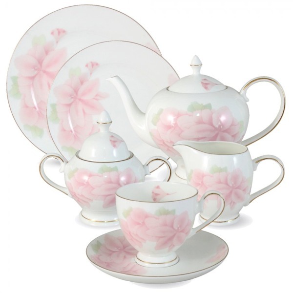 Чайный сервиз Розовые цветы 40 предметов на 12 персон - AL-HV004011_40-E5 Anna Lafarg Emily