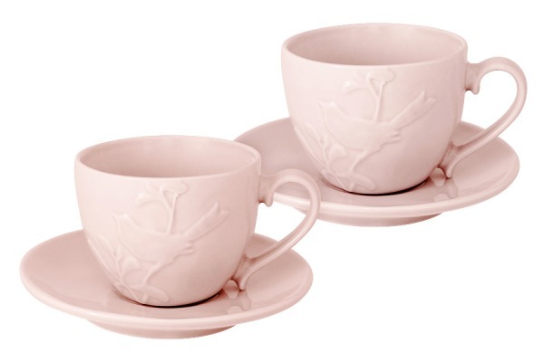 Набор: 2 чашки + 2 блюдца Птицы (розовая) - SL-S15015_66p-AL SantaFe