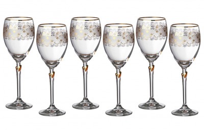 Набор бокалов для вина из 6 шт."лили s1124" 250 мл. высота=22 см. Crystalex Cz (674-244) 