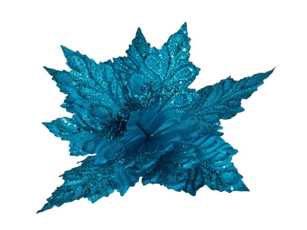 Цветок искусственный "пуансетия" диаметр=27 см. на клипсе. цвет: синий без упаковки Lefard (241-1713)
