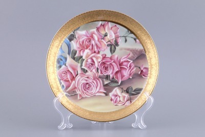 Тарелка декоративная с подставкой "розы" диаметр=20 см. Hangzhou Jinding (77-886) 