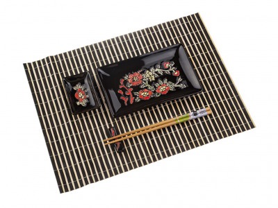 Набор для суши 5 предметов: соусник, блюдо, подставка под палочки,салфетка бамбук, палочки бамбук (к Hebei Grinding (31-208) 