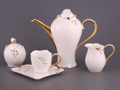 Чайный сервиз на 6 персон 15 пр.со стразами 1500/250 мл Porcelain Manufacturing (451-028) 