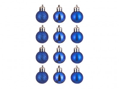 Набор шаров из 12 шт. диаметр=3 см. синий блест/матовый/глиттер Polite Crafts&gifts (858-003) 