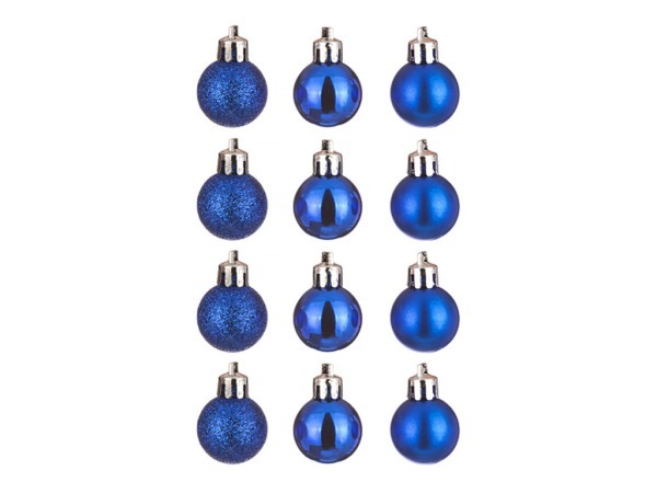 Набор шаров из 12 шт. диаметр=3 см. синий блест/матовый/глиттер Polite Crafts&gifts (858-003) 
