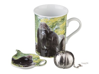 Чайный набор 3 пр."обезьяна":кружка 300 мл.,подставка для чайн.пакетиков,ситечко для чая (кор=36набо Porcelain Manufacturing (270-237) 