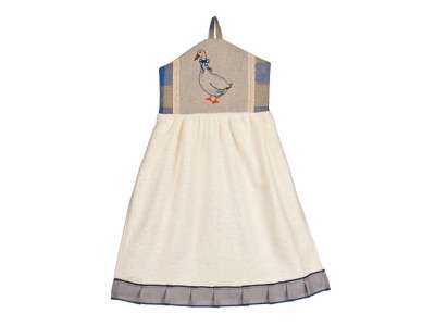 Полотенце-платье для рук "гуси" махра/лён,100% х/б,белое/синее Оптпромторг Ооо (850-545) 