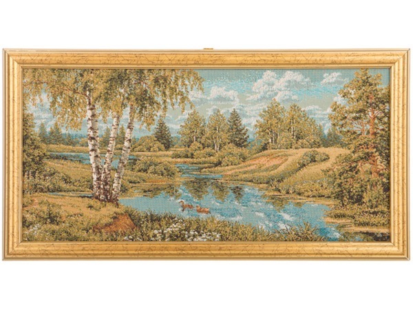 Гобеленовая картина "пейзаж с утками" 38х20 см. (404-753-17) 