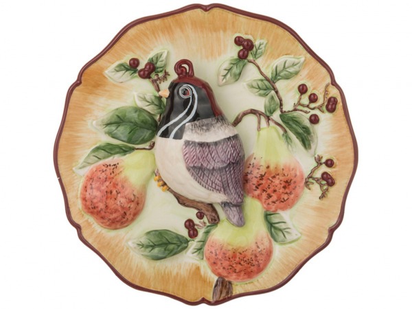 Тарелка декоративная "птичка с хохолком на ветке" диаметр=20 см. высота=4,5 см. Hebei Grinding (59-066) 