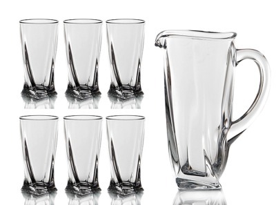 Набор для сока "квадро" 7 пр.:кувшин+6 стаканов 1100/350 мл. высота=22/15 см. Crystalite Bohemia (669-022) 