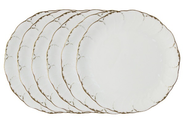 Набор из 6 обеденных тарелок Белый с золотом - N8968-51671GBAL Narumi