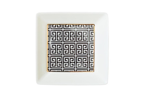 Тарелка квадратная 12см черно-белая (12) - TT-00000320